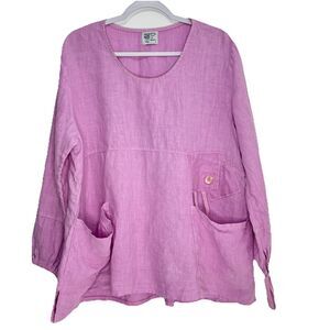 Completo Lino by Arthurio Dress Womens L Linen Layered Pockets Artsy Boho Top
